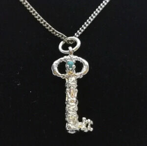 Sterling turquoise key  necklace